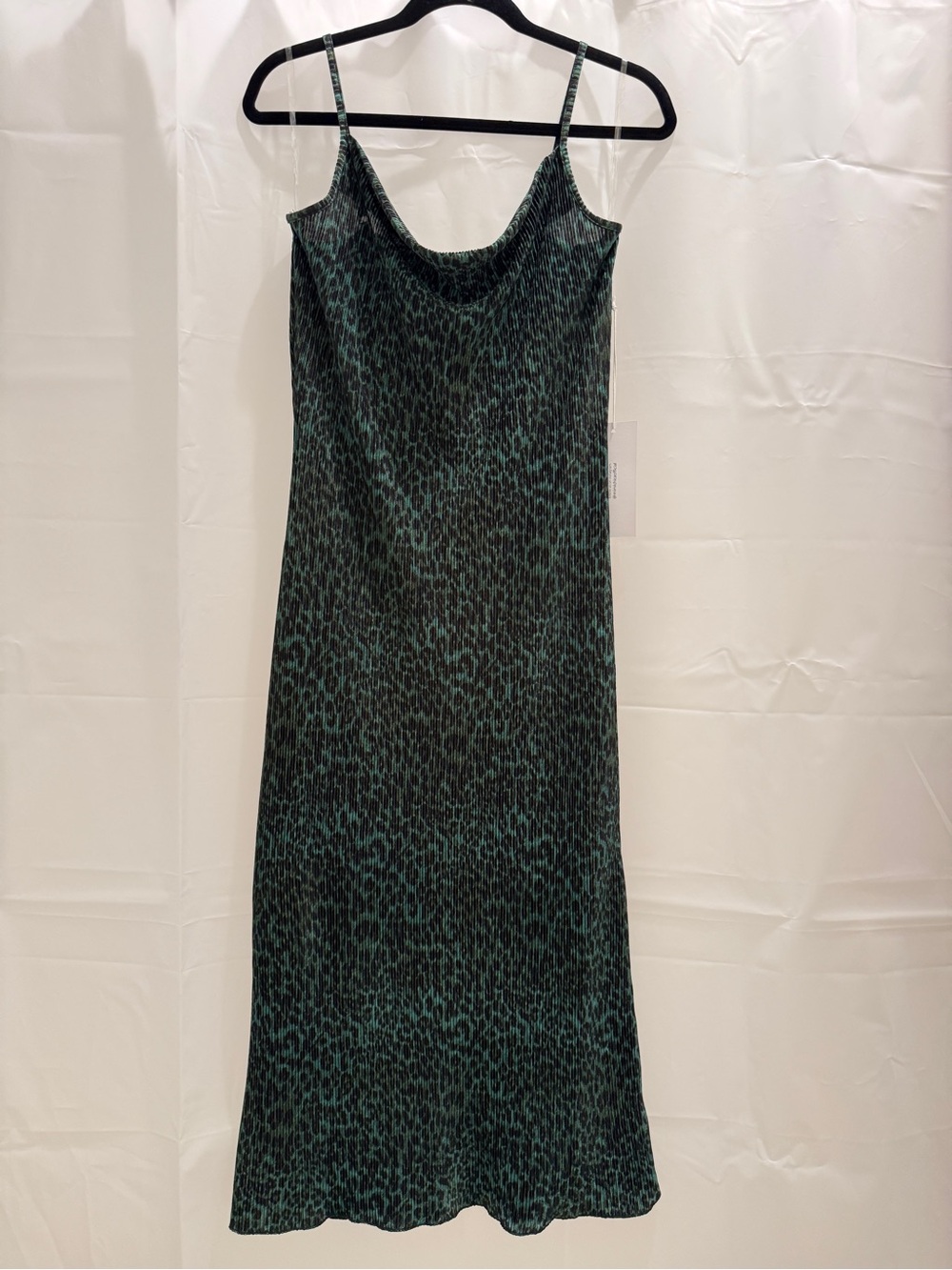 Mimi Chica Teal & Black Leopard Slip Midi Dress